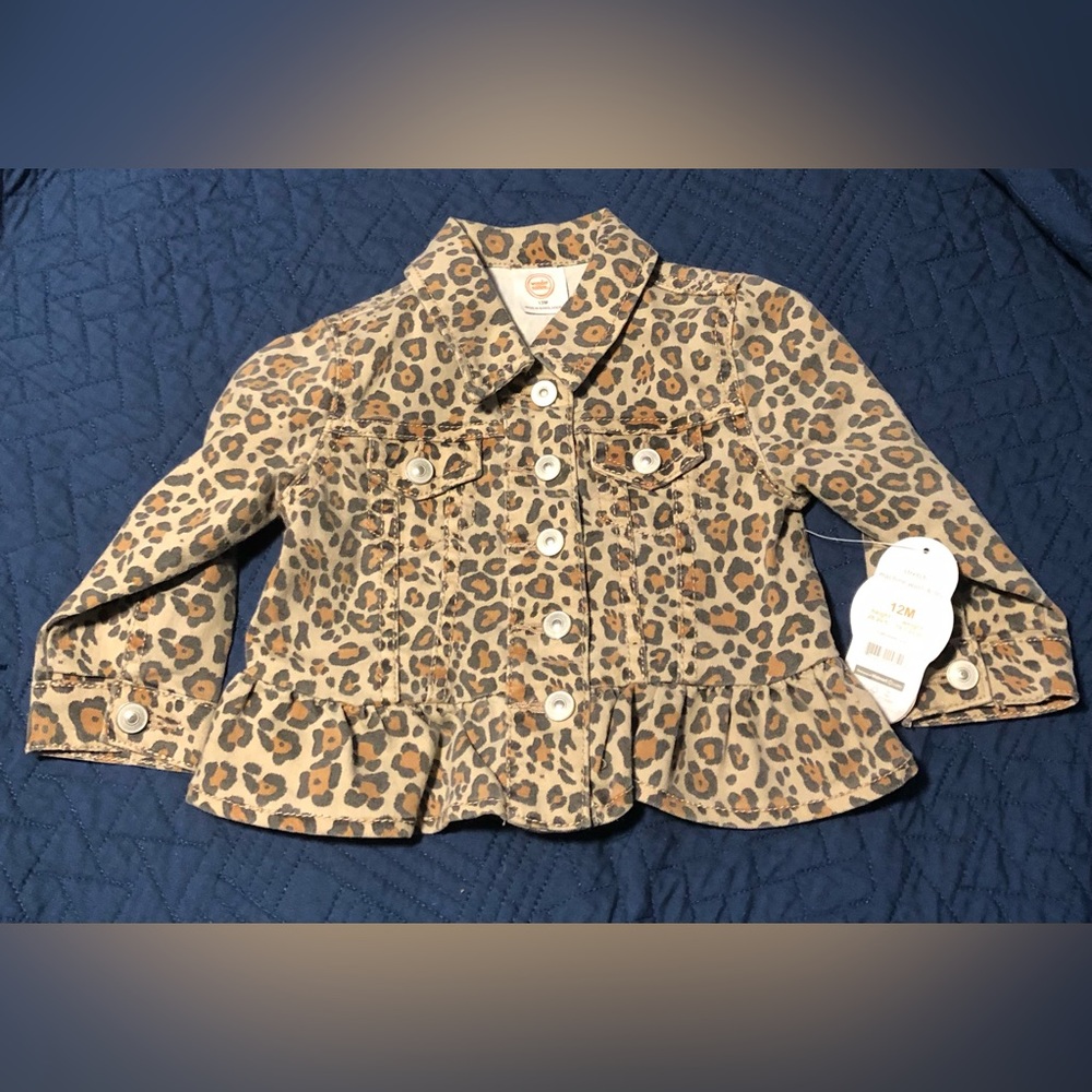 Girls 12M Cheetah Print Jean Jacket NWT